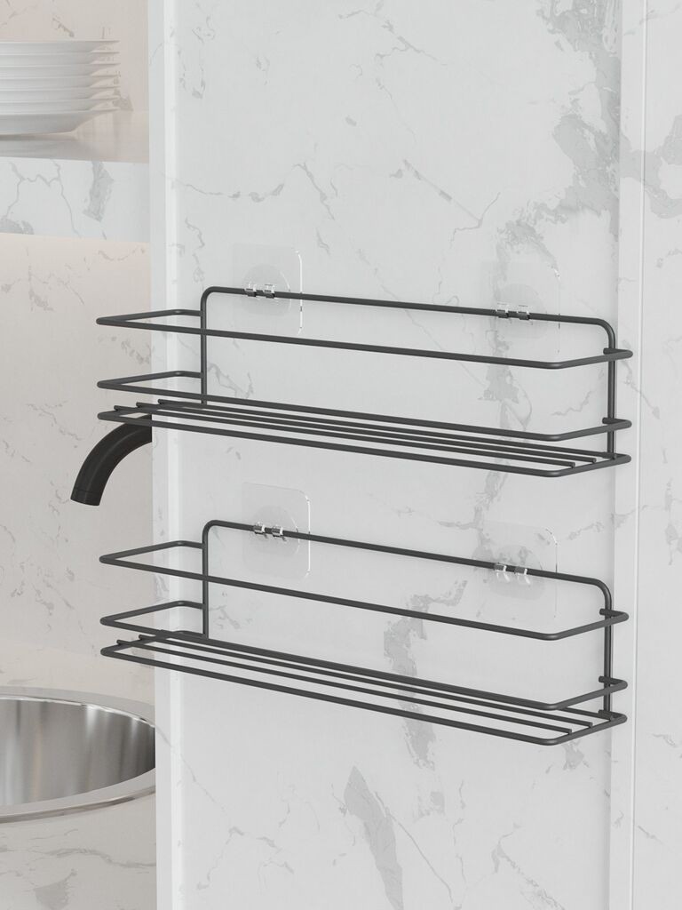 Hermia Organizator za kuhinju, 100% metal, 2 dijela, 360 x 80 x 100 mm, debljina: 2,5-5 mm, crni