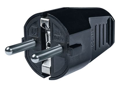 ALING-CONEL Utikač, dvopolni ravni, crni