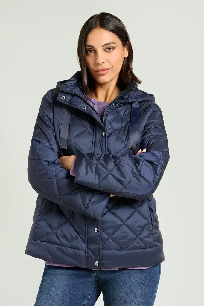 Luisa Viola Ženska perjana jakna sa odvojivom kapuljačom, Teget