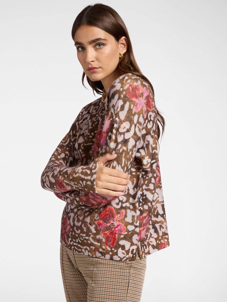 Elena Miro Ženski džemper sa printom, Smeđi