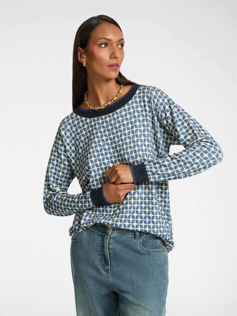 Elena Miro Ženska majica sa printom, Plavo-bela