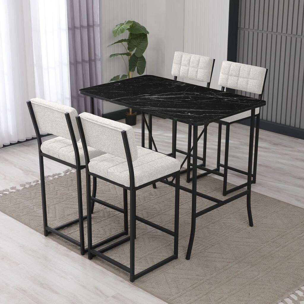 Hanah Home Set barskih stolova i stolica, 110 x 70 x 92 cm, 5 dijelova, Krem