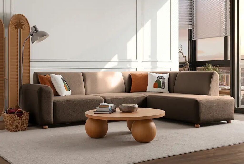 Atelier del Sofa Ugaona garnitura S-Loft Desna, 206 x 290 x 90 cm, Smeđa