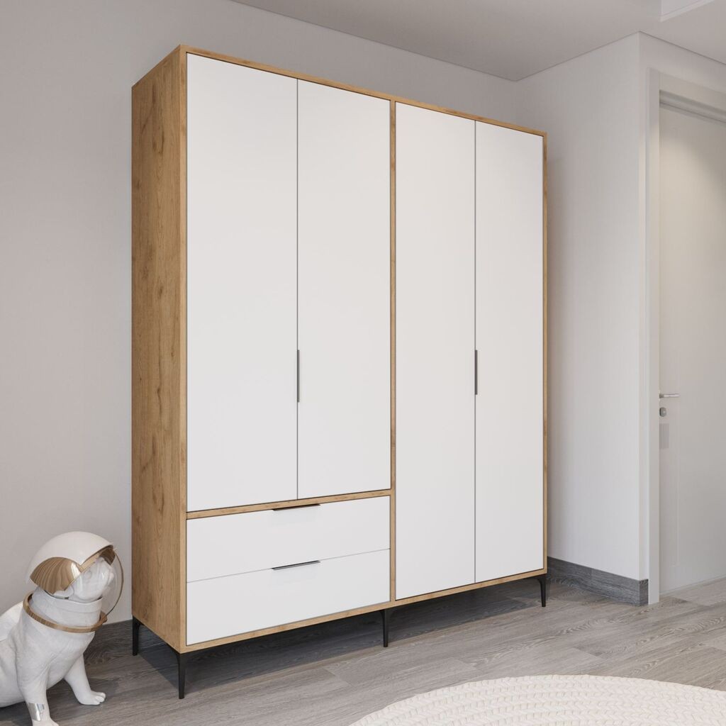 Hanah Home Ormar sa Kraljevskim Fiokama 160, 160 x 183 x 45 cm, Bijela