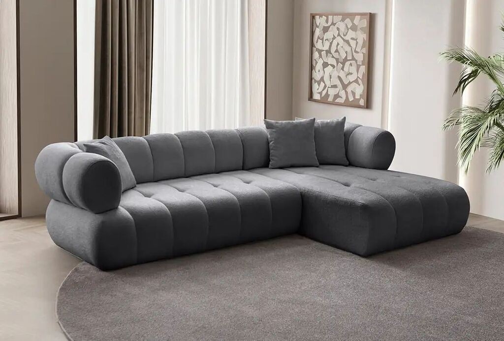 Atelier del Sofa Petra Desna ugaona sofa na razvlačenje, 280 x 170 cm, Tamno siva