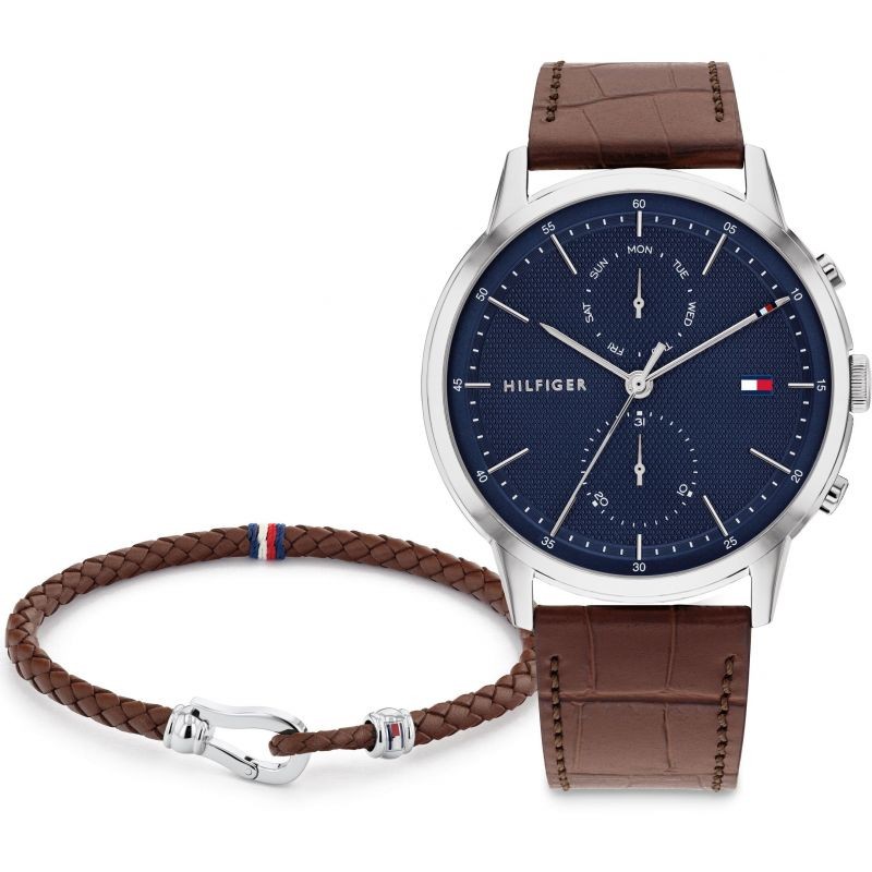 TOMMY HILFIGER Muški ručni sat TH2770095, Kvarcni mehanizam, Plavo kućište, Smeđe boje