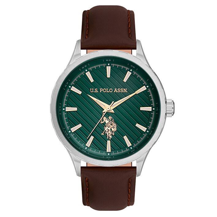 U.S. POLO ASSN. Muški ručni sat USPA1069-05, Kvarcni mehanizam, Zeleno kućište, Smeđe boje