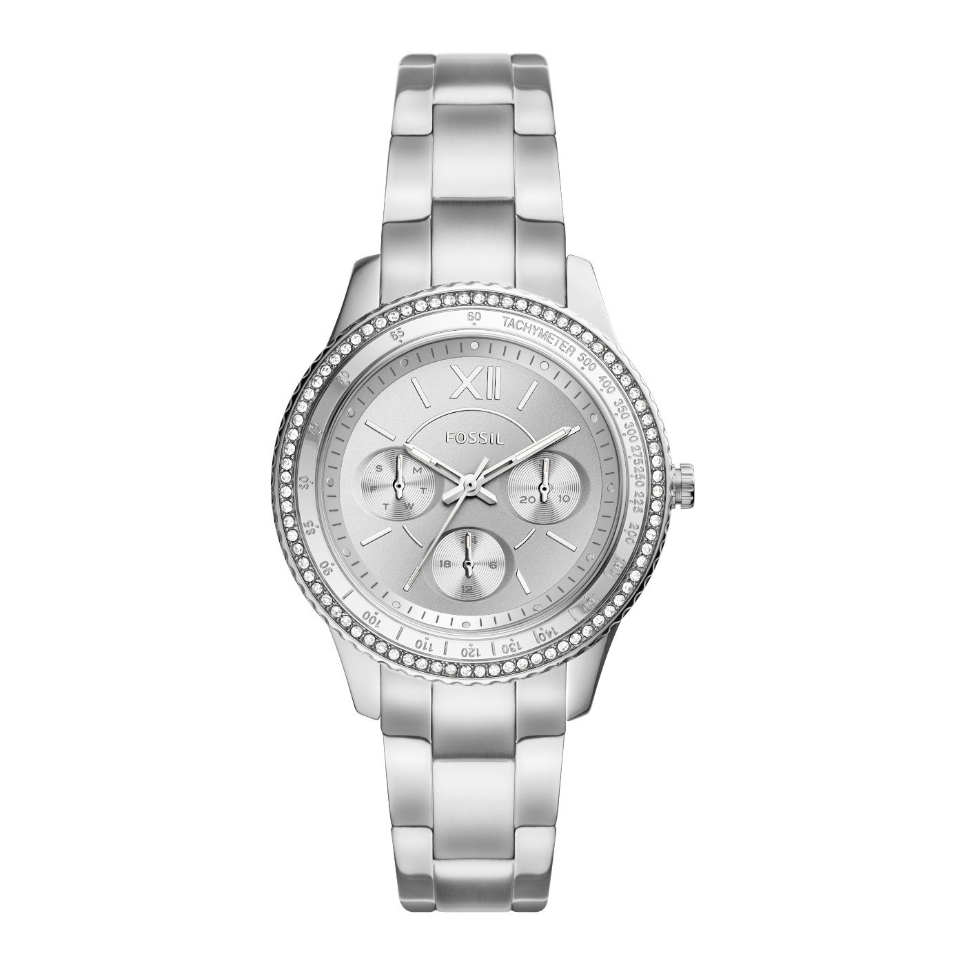 FOSSIL Ženski ručni sat ES5108, Kvarcni mehanizam, Sivo kućište, Srebrne boje