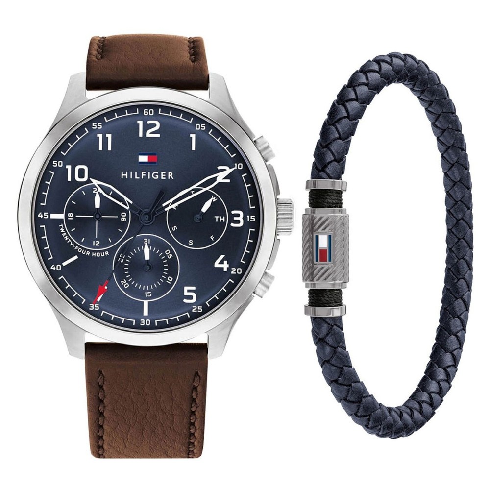 TOMMY HILFIGER Muški ručni sat TH2770106, Kvarcni mehanizam, Teget kućište, Smeđe boje