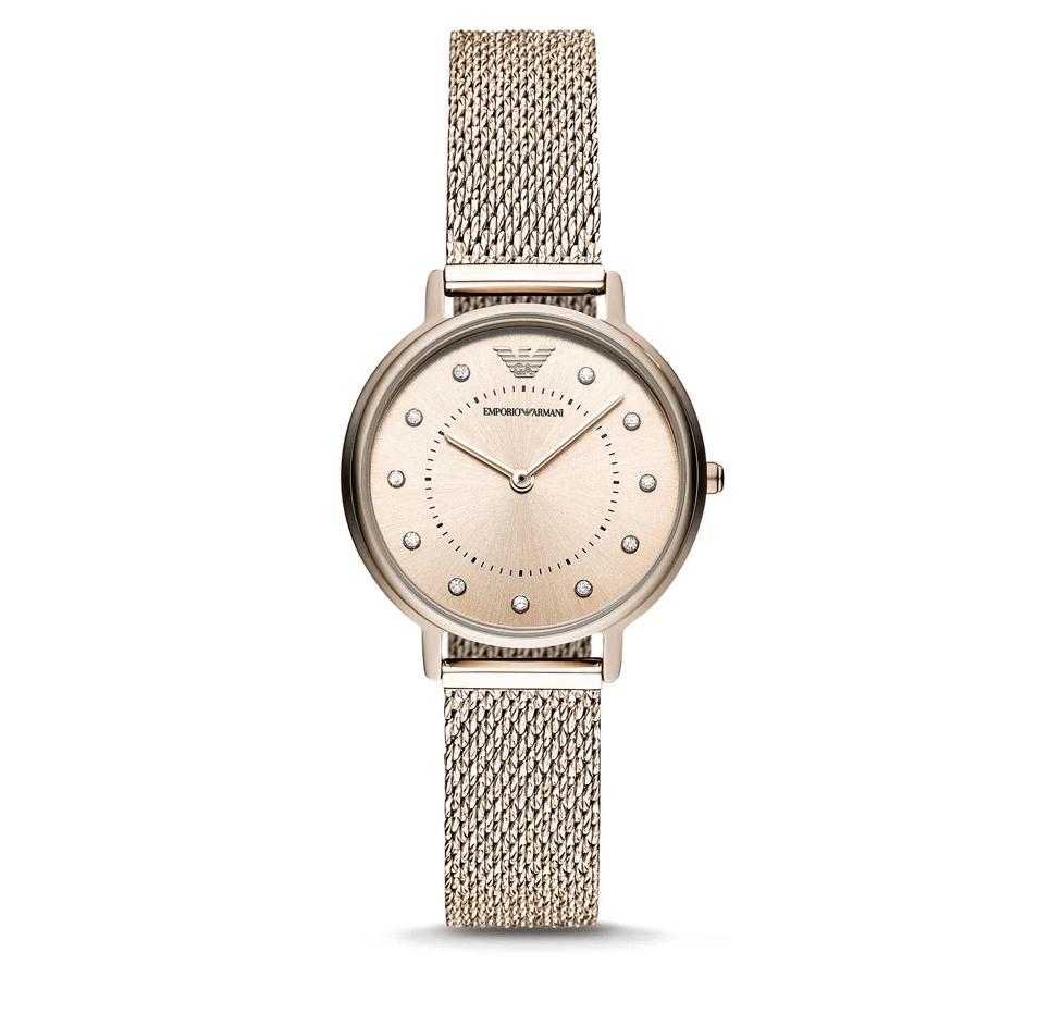 EMPORIO ARMANI Ženski ručni sat AR11129, Kvarcni mehanizam, Smeđe kućište, Rose gold