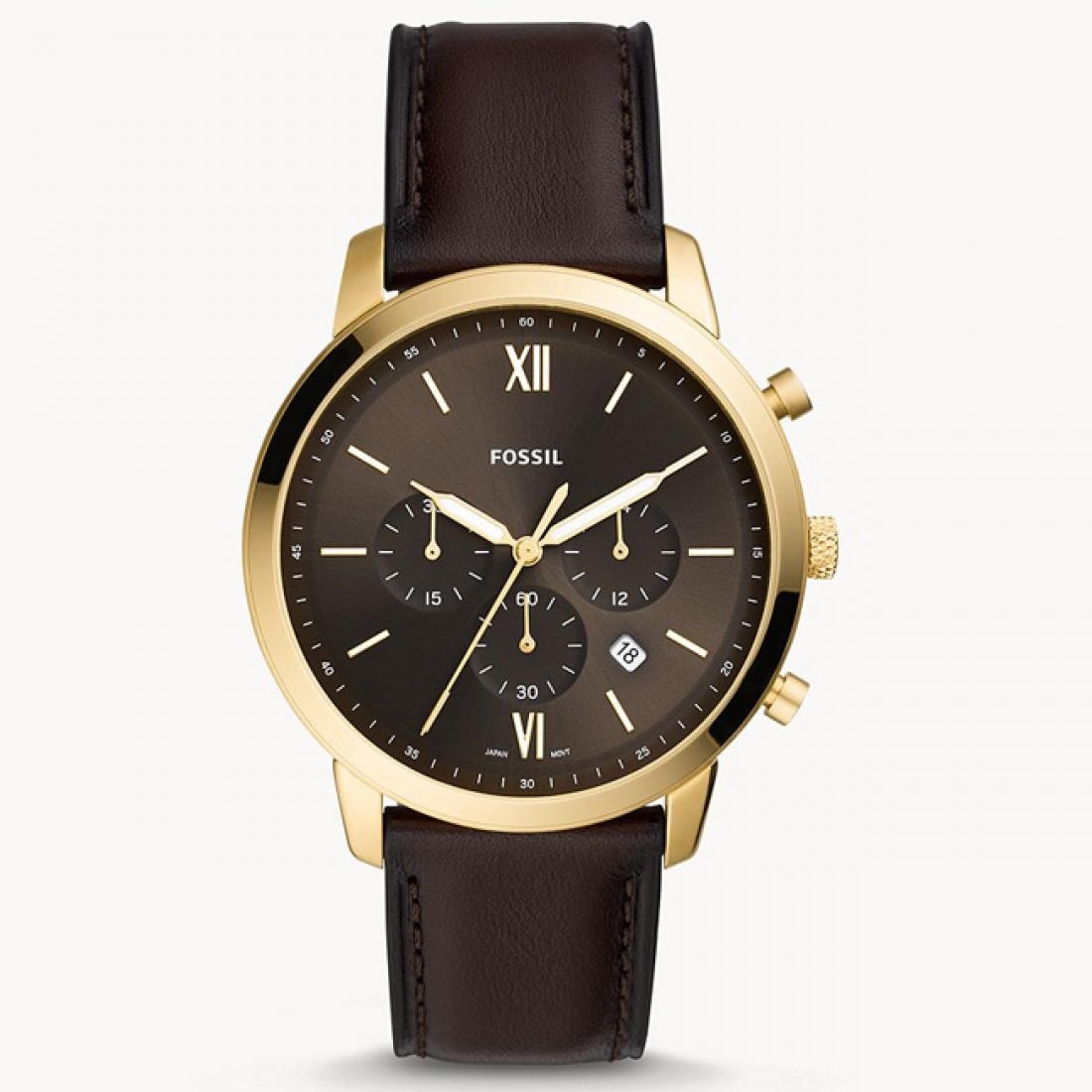 FOSSIL Muški ručni sat FS5763, Kvarcni mehanizam, Crno kućište, Smeđe boje