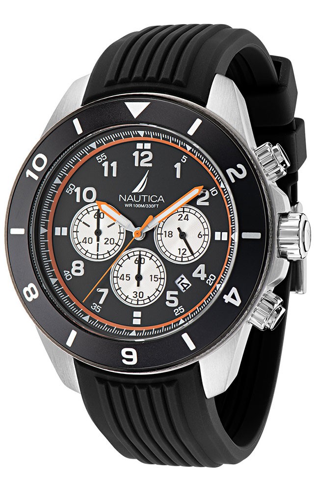 NAUTICA Muški ručni sat NAPNOS403, Kvarcni mehanizam, Crno kućište, Crni