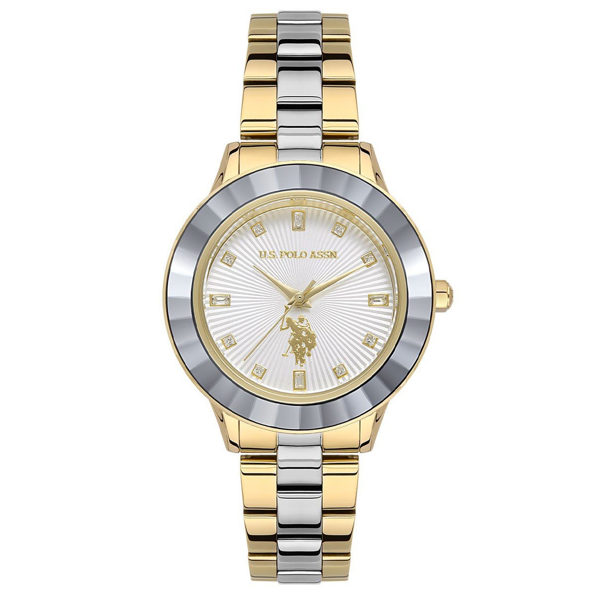 U.S. POLO ASSN. Ženski ručni sat USPA2044-06, Kvarcni mehanizam, Bijelo kućište, Zlatne boje