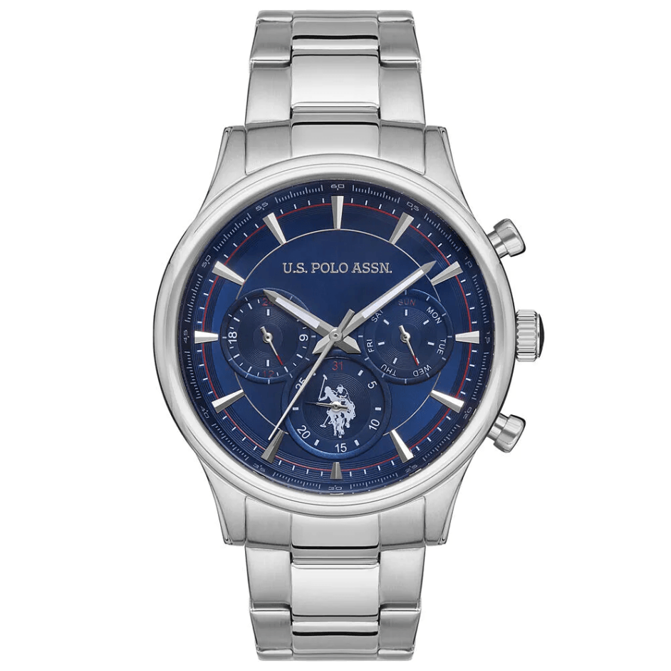 U.S. POLO ASSN. Muški ručni sat USPA1010-03, Kvarcni mehanizam, Plavo kućište, Srebrne boje