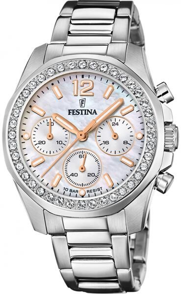 FESTINA Ženski ručni sat F20606/1, Kvarcni mehanizam, Bijelo kućište, Srebrne boje