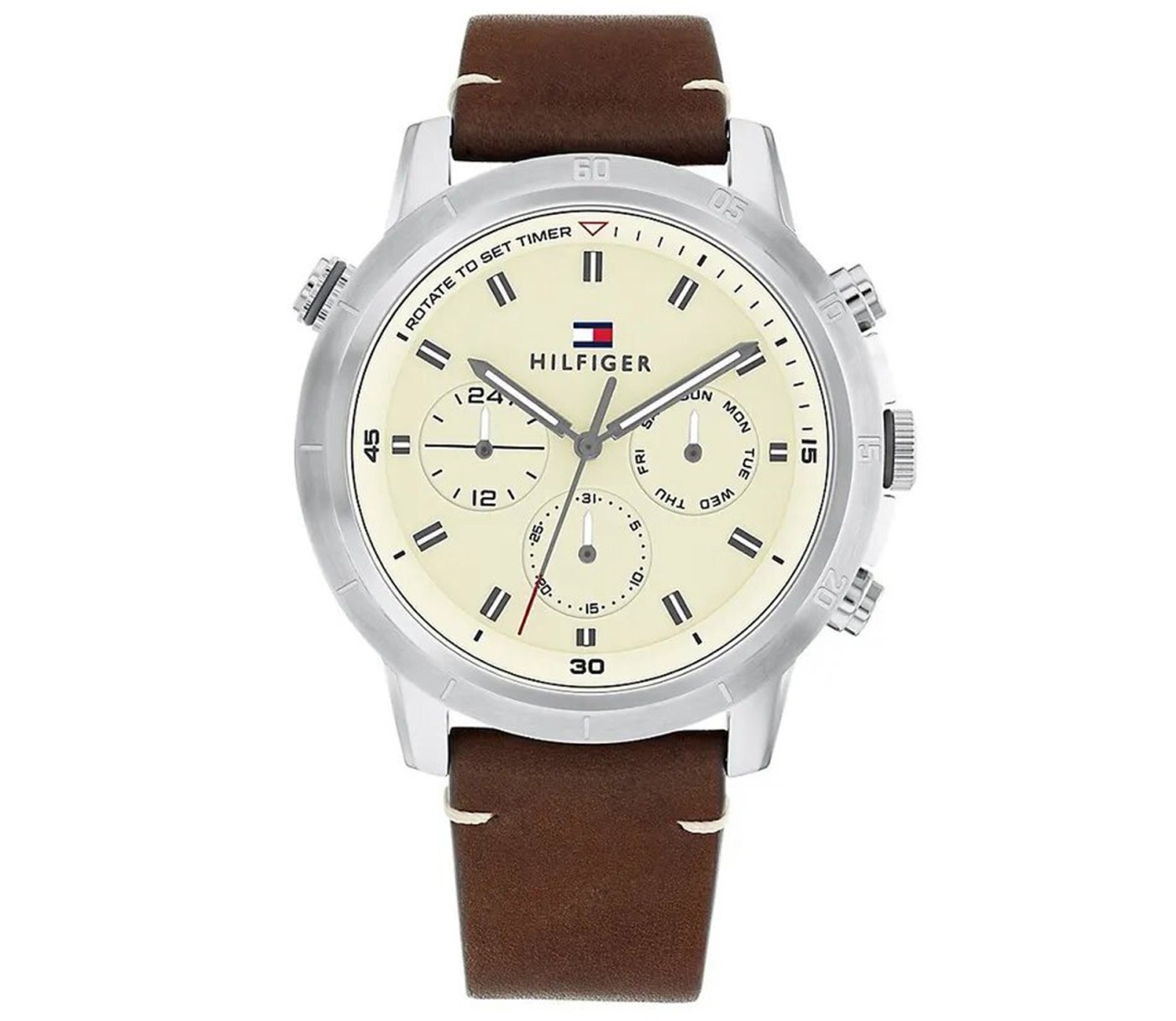 TOMMY HILFIGER Muški ručni sat TH1792102, Kvarcni mehanizam, Bež kućište, Smeđe boje