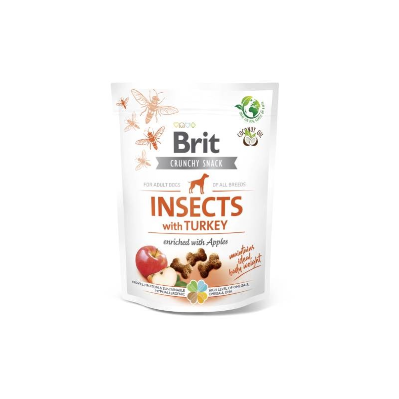 BRIT Hrskavi krekeri za pse s insektima i puretinom obogaćeni jabukama, 200g