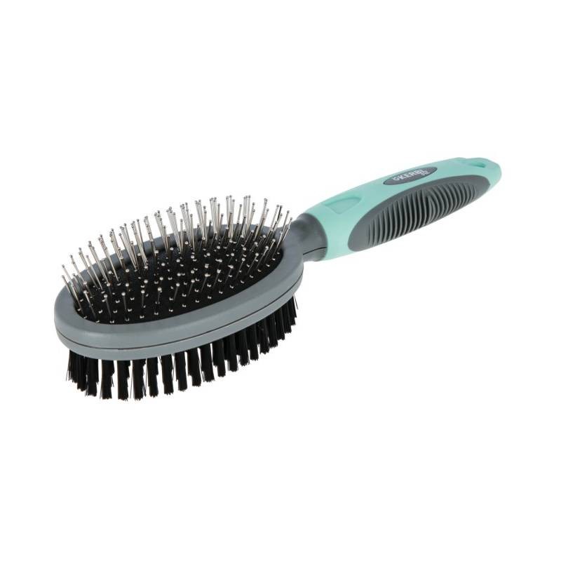 KERBL Dvostrana četka za pse, Tirkizno-siva