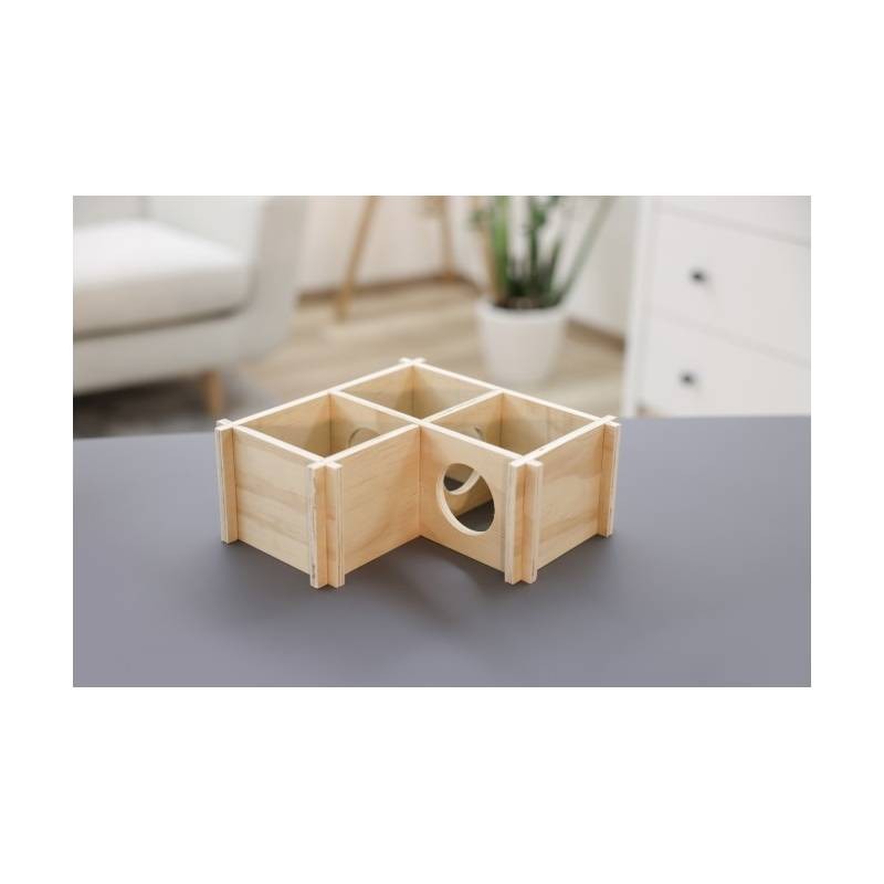 KERBL Kućica za glodavce s tri komore, Drvena