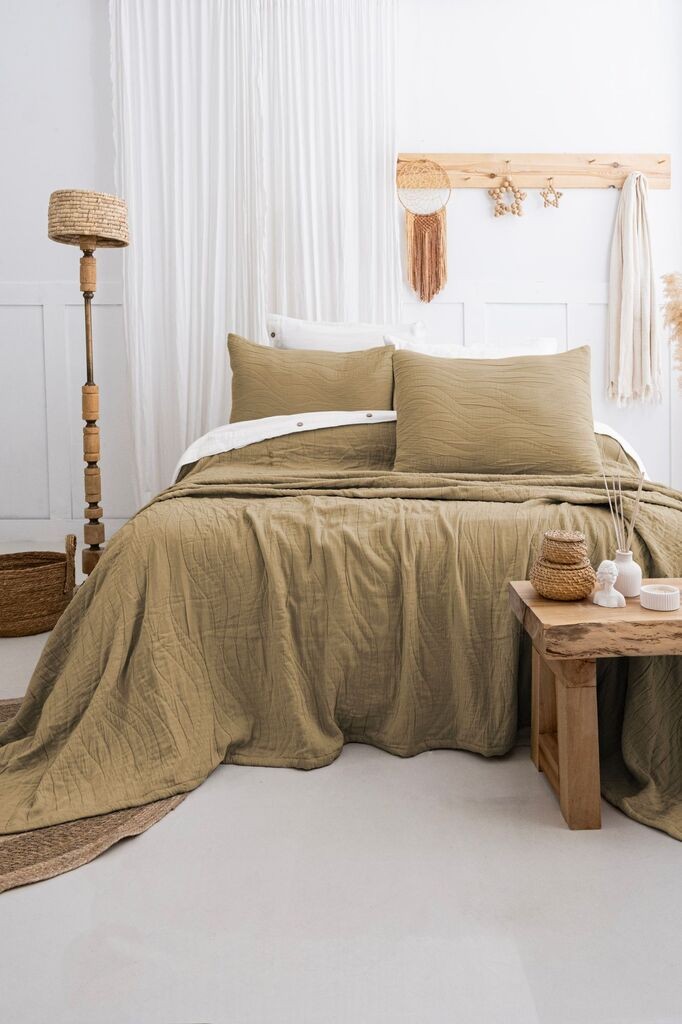 L'essentiel Maison Set Ćebe i jastučnice Janna, 240x260 cm, kaki