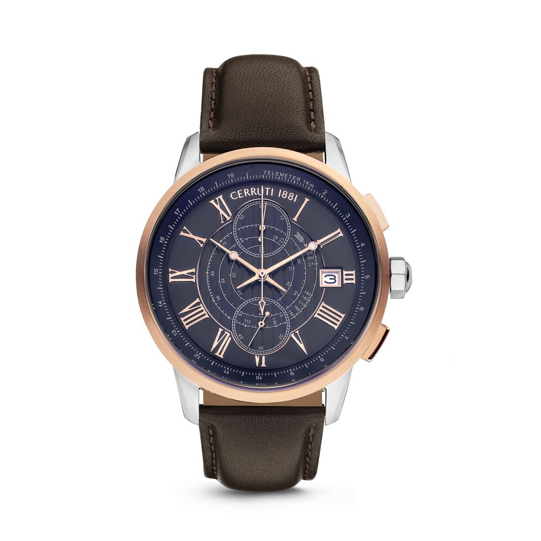 CERRUTI 1881 Muški ručni sat Mucciano CRA29301, Kvarcni mehanizam, Crno kućište, Smeđe boje