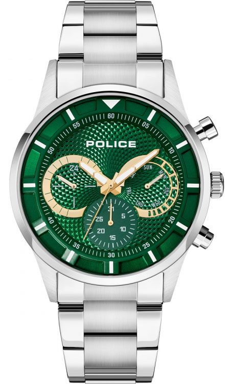 POLICE Muški ručni sat PEWJK20143001, Kvarcni mehanizam, Zeleno kućište, Srebrne boje
