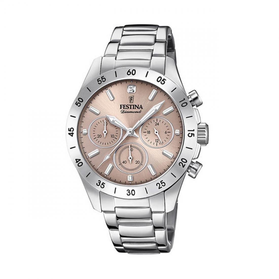 FESTINA Ženski ručni sat F20397/3, Kvarcni mehanizam, Roze kućište, Srebrne boje