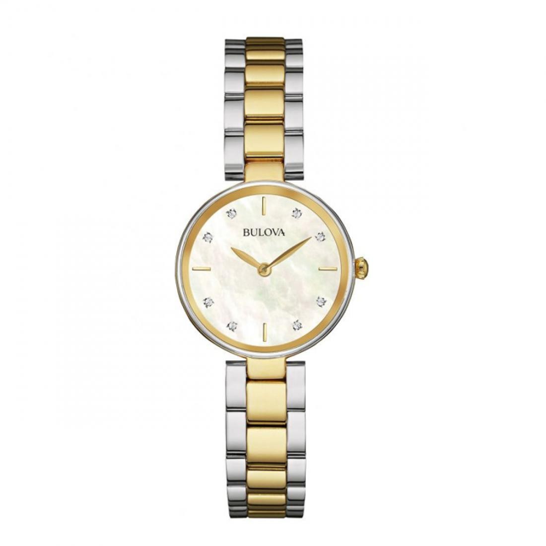 BULOVA Ženski ručni sat 98S146, Kvarcni mehanizam, Bijelo kućište, Srebrne boje