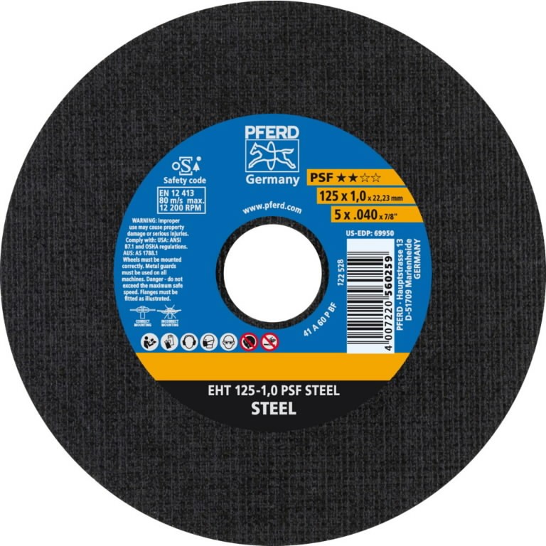PFERD Ploča rezna eht 125-1,0 psf steel, Crna