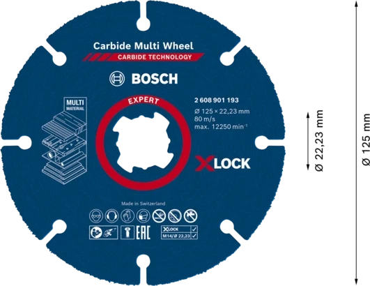 BOSCH Ploča rezna multi 125x22,23mm x-lock expert, Plava