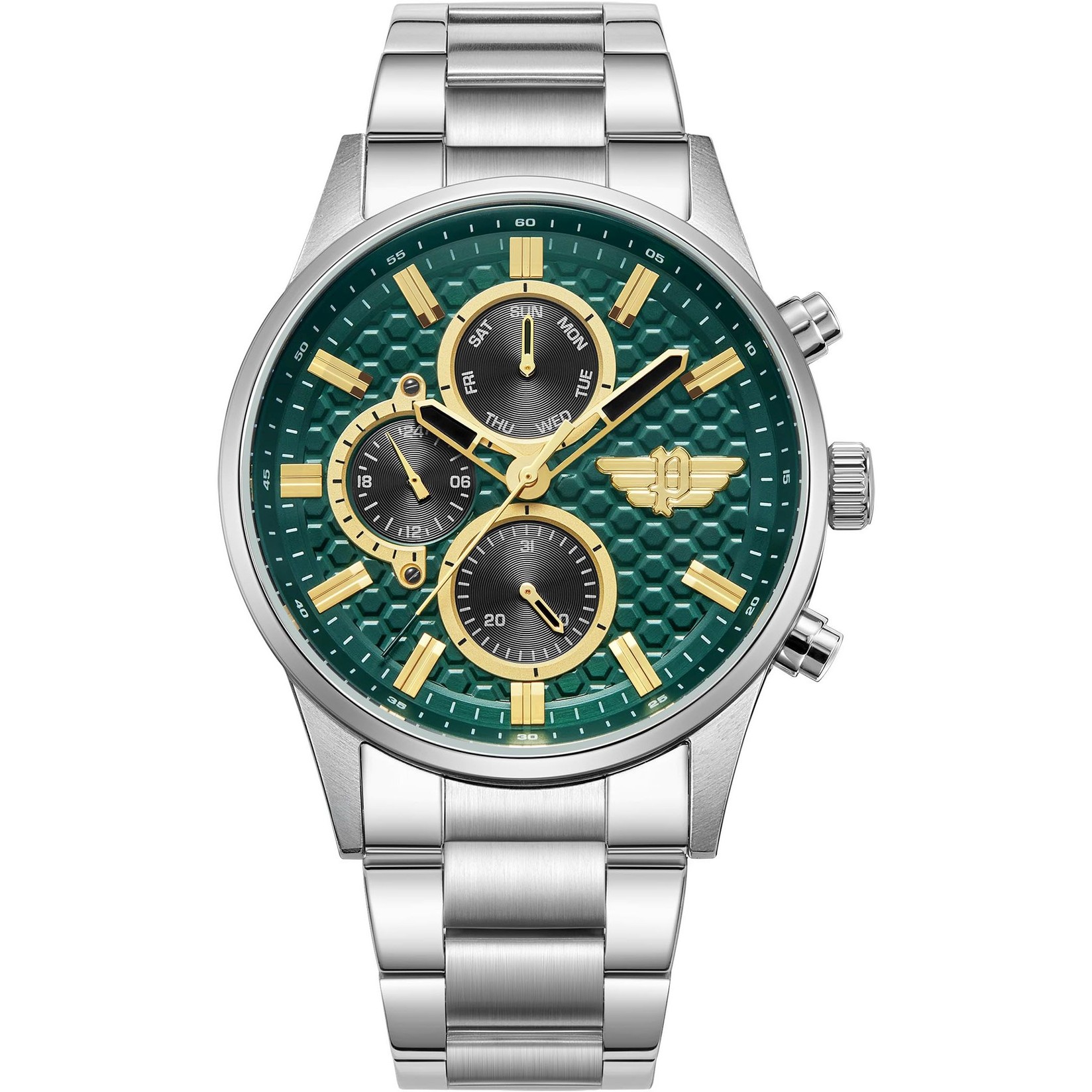 POLICE Muški ručni sat PEWJK2229406, Kvarcni mehanizam, Zeleno kućište, Srebrne boje