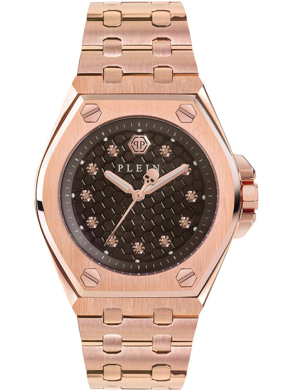 PHILIPP PLEIN Ženski ručni sat PWJAA0522, Kvarcni mehanizam, Smeđe kućište, Rose gold