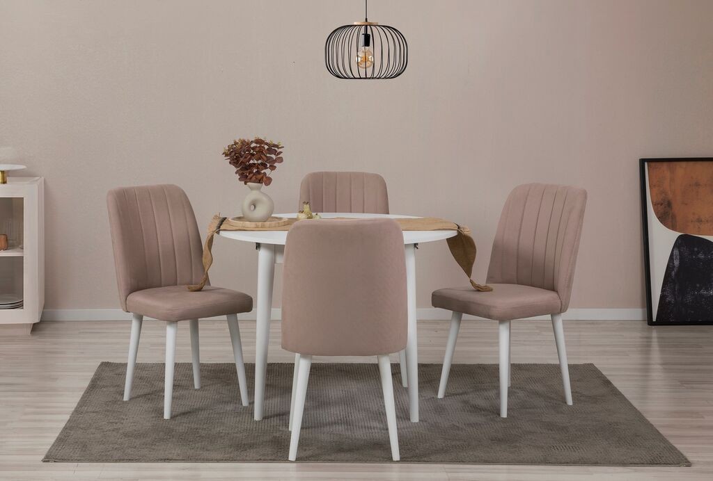 Hanah Home Set Trpezarijski sto i 4 trpezarijske stolice Vina 0900, Roza