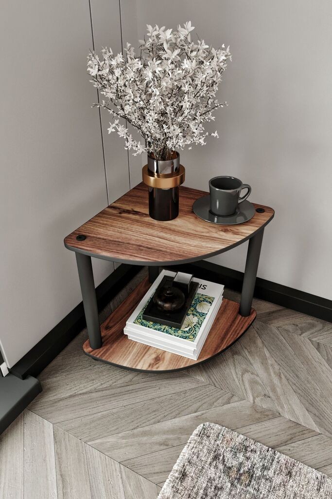 Hanah Home Pomoćni stolić Tiers Corner, 34x38x34 cm, Boja oraha