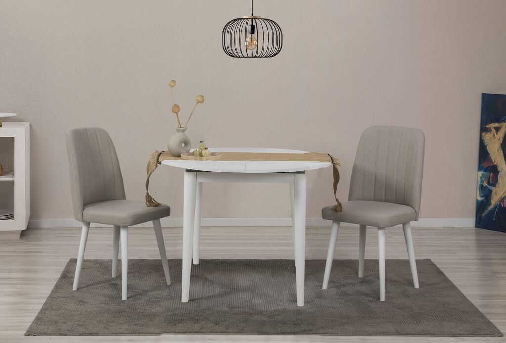 Hanah Home Set Trpezarijski sto i 2 trpezarijske stolice Vina 1005 3 v2, Bijela