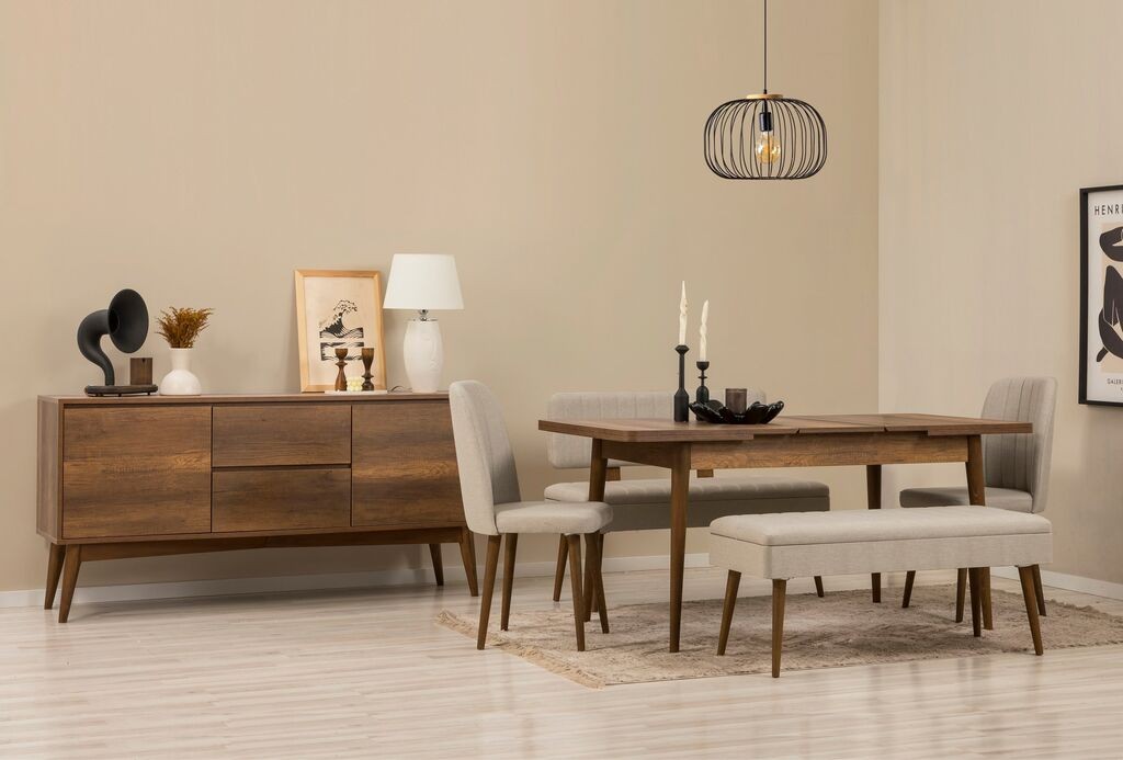 Hanah Home Trpezarijski set Vina klupa 03 0701, 7 dijelova, Siva