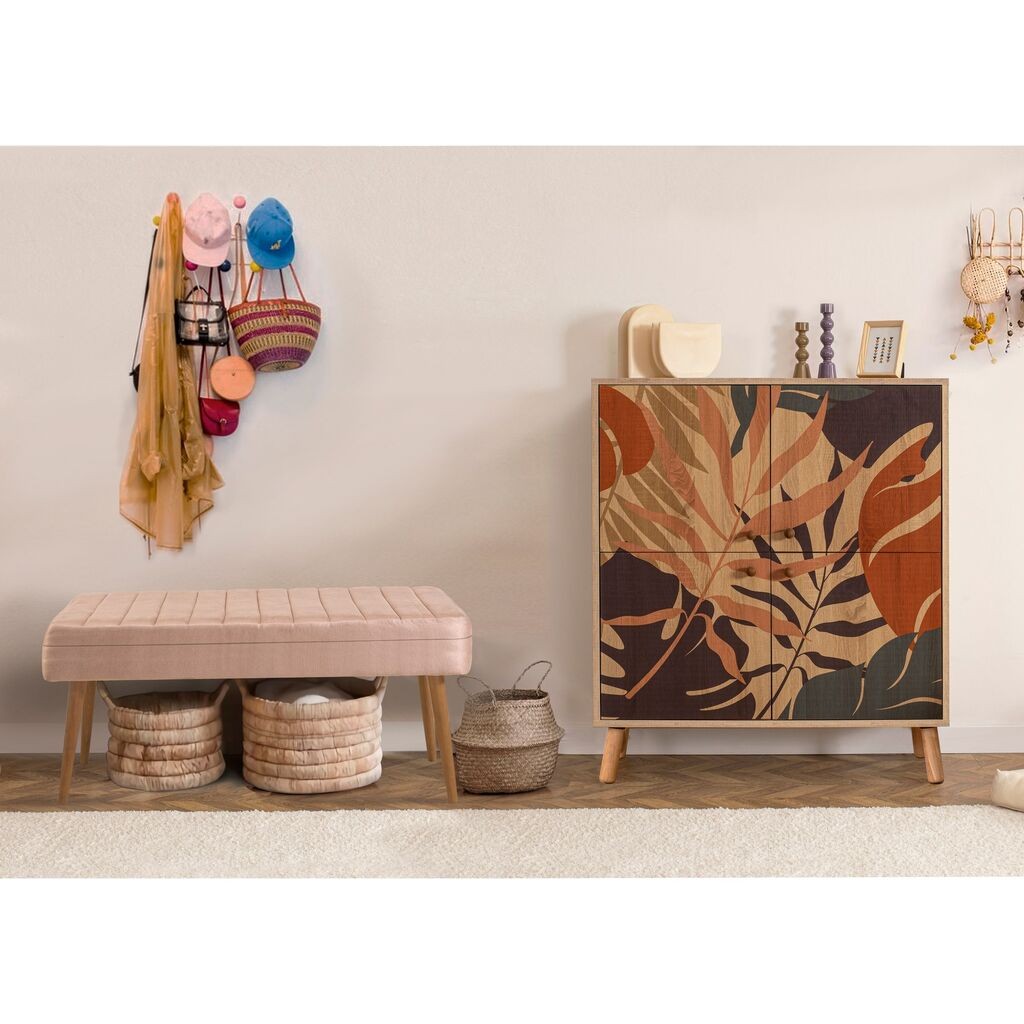 Hanah Home Set Namještaj za hodnik Multilux Palm 0900, Prljavo ružičasta