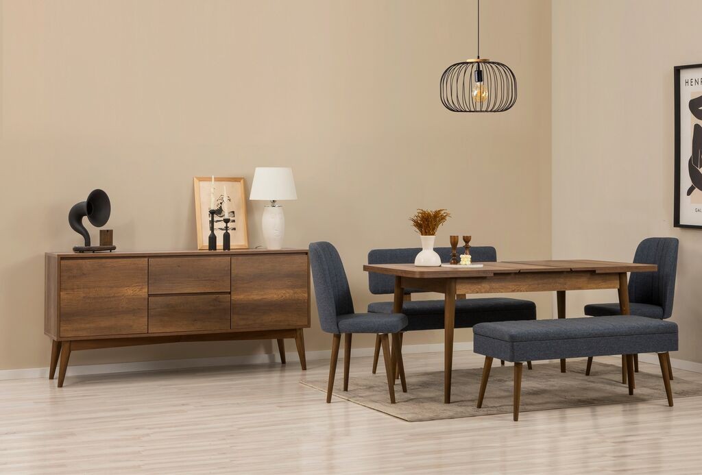 Hanah Home Trpezarijski set Vina klupa 03 1005, 7 dijelova, krem