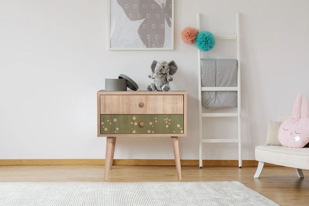 Hanah Home Noćni ormarić City Two Dinosaur, 60x61x40 cm, Zeleni