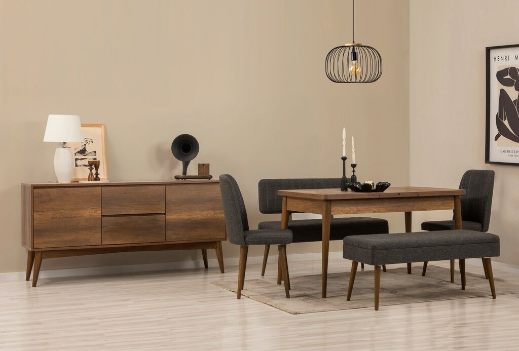 Hanah Home Trpezarijski set Vina klupa 03 1053, 7 dijelova, Antracit