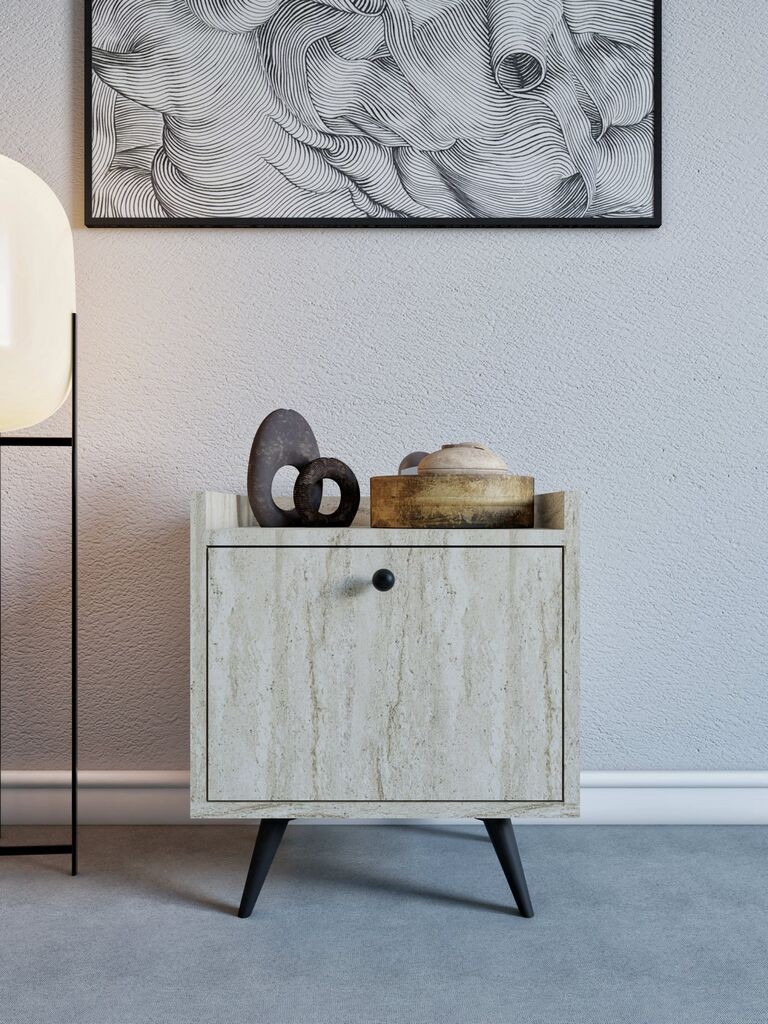 Hanah Home Dopo noćni ormarić, 50x55x40 cm, Prljavobijela