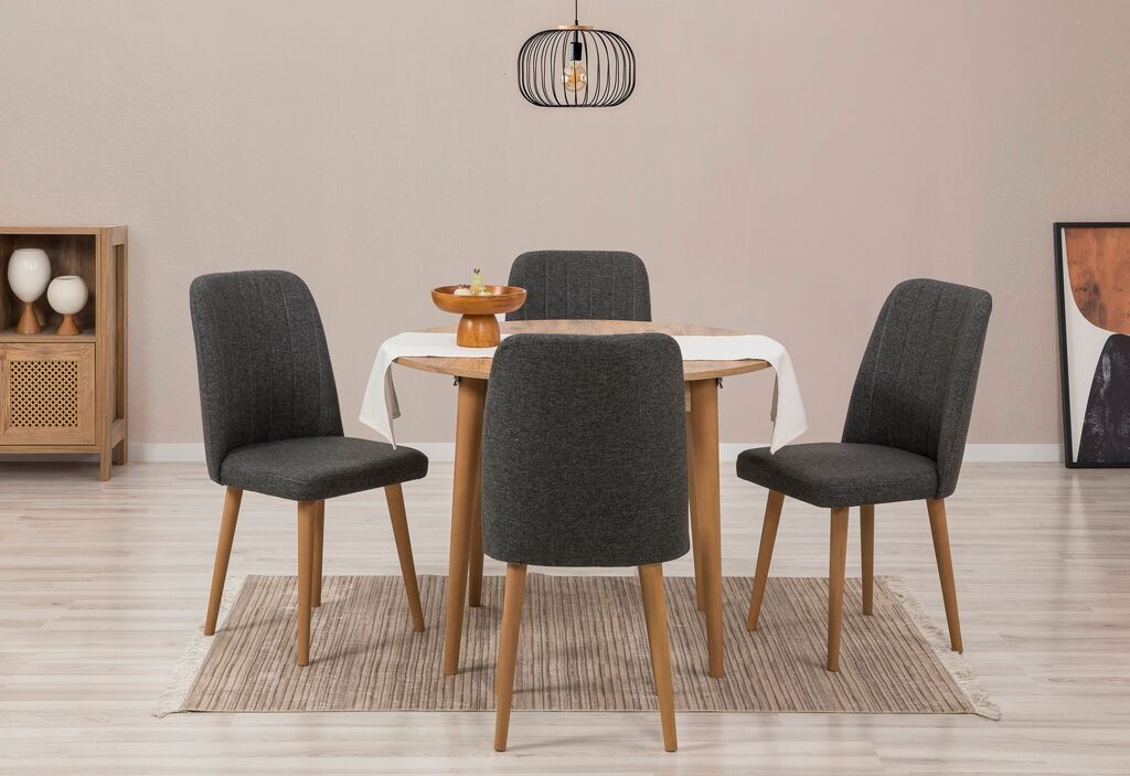 Hanah Home Set Trpezarijski sto i 4 trpezarijske stolice Vina 1053, Crna