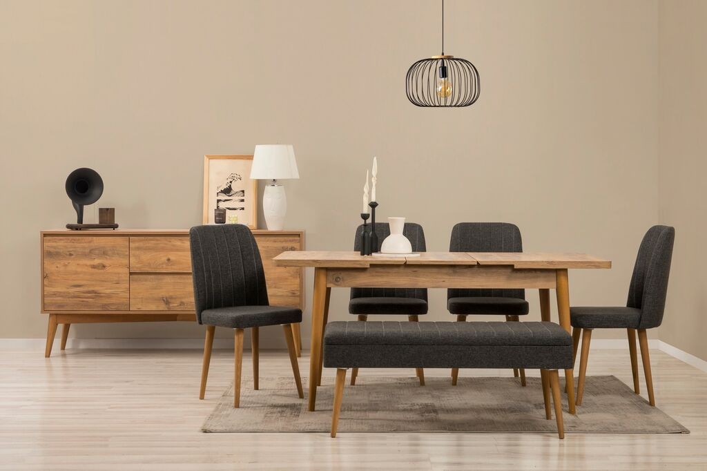 Hanah Home Trpezarijski set Vina 03 1048, 7 dijelova, Tamno siva