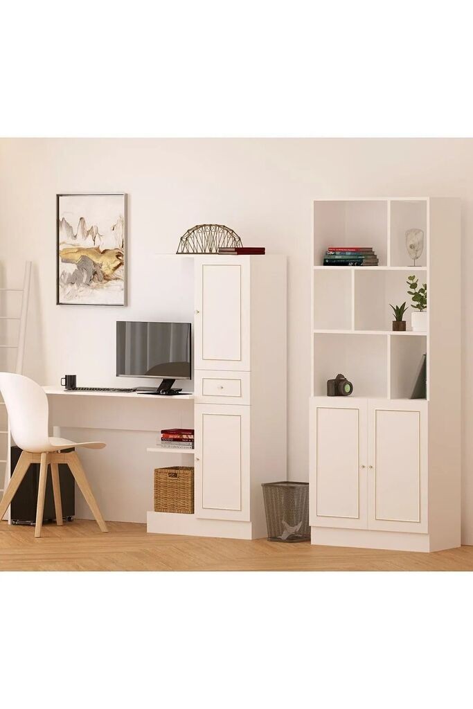 Hanah Home Set radni sto sa policom za knjige Rb1000401558, Bijela