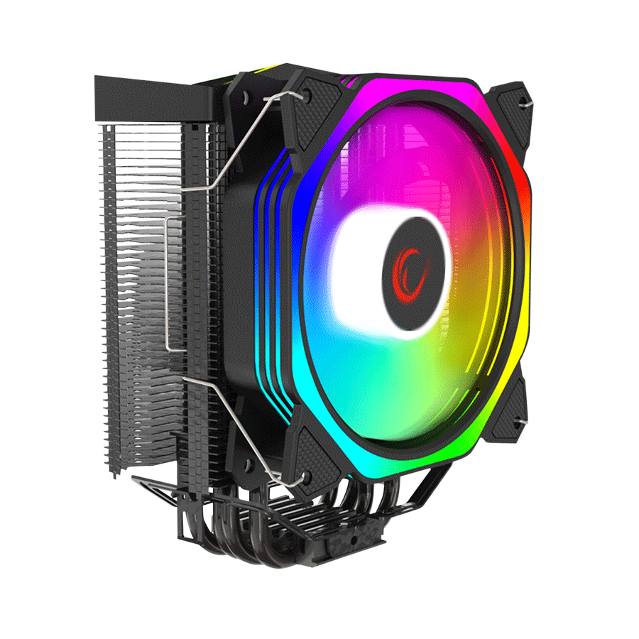 Rampage Octagon PU hladnjak C50  57CFM 1800RPM 12cm ARGB AM5/LGA1700 Compatible Air Cooled CPU Fan, Crni