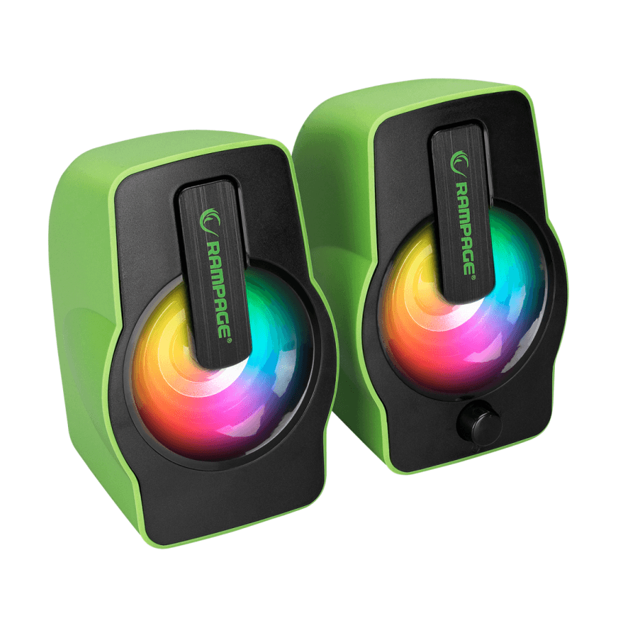 Rampage Zvučnici 2.0 gaming RMS-G7 FALSETTO 2.0 6W RGB LED 3,5mm + USB napajanje, Zeleni