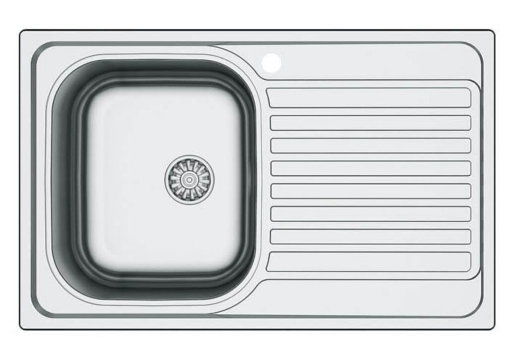 Valterra Limena sudopera, 790 × 500 mm, Srebrna boja