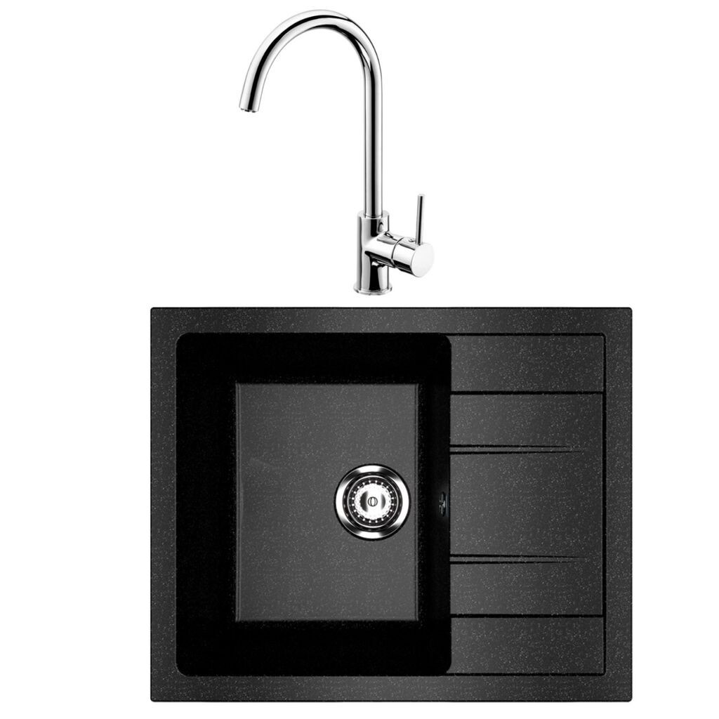 Valterra Granitna sudopera V607 sa inox slavina, Crna