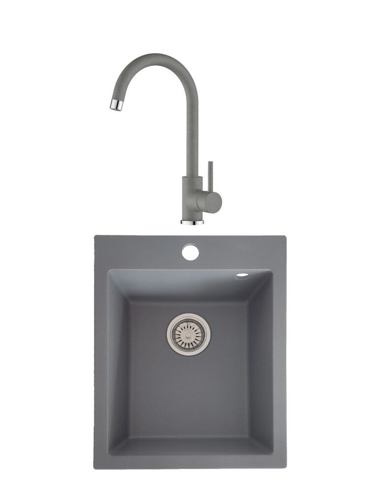 Valterra Granitna sudopera V404 sa lučnom slavinom, 420 x 500 mm, Siva