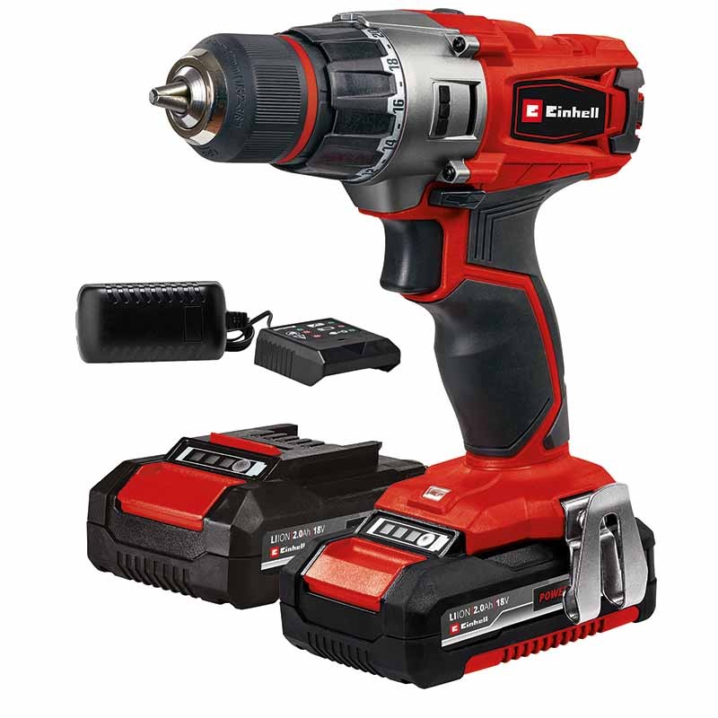 EINHELL PXC Akumulatorska bušilica TE-CD 18/2 Li (2x2,0 Ah), Crvena